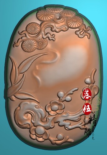 山水梅花鹿精雕图新款梅花松453 松鹤延年生肖动物JDPaint浮雕图
