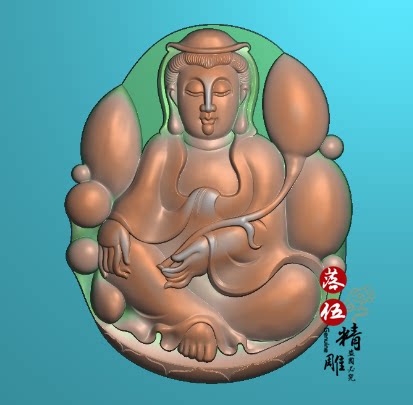 观世音8899龙牌挂件精雕图浮雕玉雕灰度图JDPBMP雕刻图莲花 观音