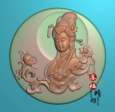 美女圆牌4254浮雕图 精雕图 灰度图 雕刻图 挂件 JDP/bmp仙女头像