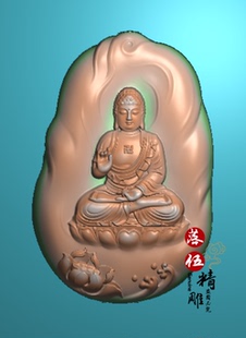 新款如来佛01613.5.21精雕图山水人物牌电脑机雕图海浪坐船瀑布松