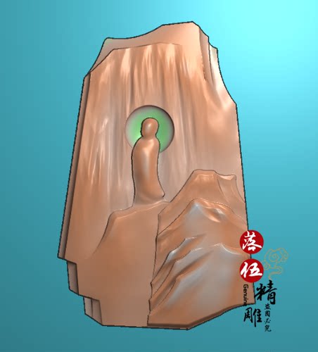 悟道佛山水新款27829精雕图 灰度图浮雕图石榴角花无相佛 佛 岩石