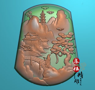 山水人物3724孔雀面具装饰木雕精雕图浮雕玉雕灰度图JDPBMP雕刻图