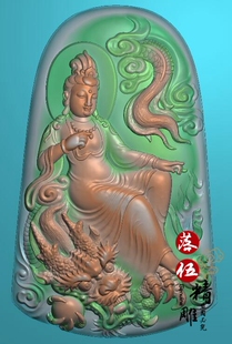 灰度雕刻正坐观音玉雕图新款降妖龙观音12134观音精雕图坐观音瓶