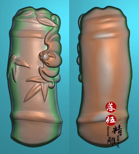 竹子双面富贵竹00204如意小花件木雕精雕图浮雕玉雕灰度图JDPBMP