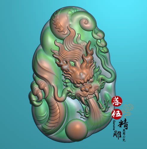 随形龙5526豆平安豆小挂件小花件木雕精雕图浮雕玉雕灰度图JDPBMP