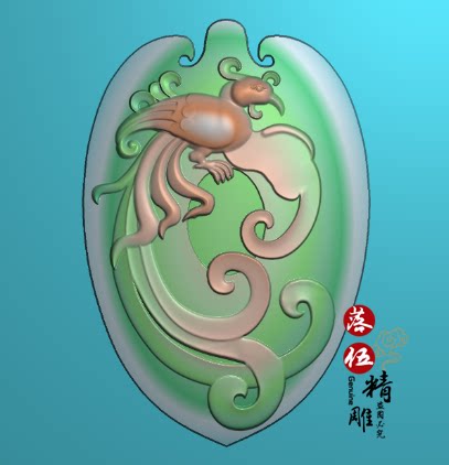 心形凤凰挂件6862浮雕精雕图 灰度图 雕刻图JDP/bmp仿古龙凤对牌
