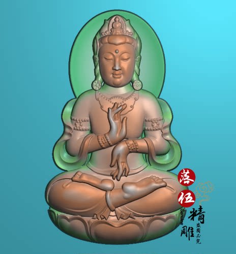 立体观音度母00172莲花随型守护神套精雕图浮雕玉雕灰度图JDPBMP