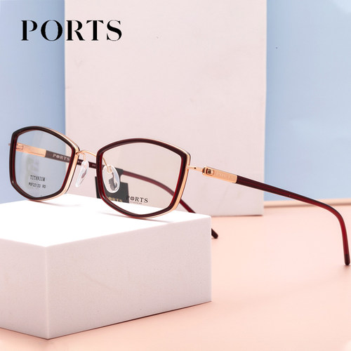 PORTS近视超轻女款眼镜框纯钛