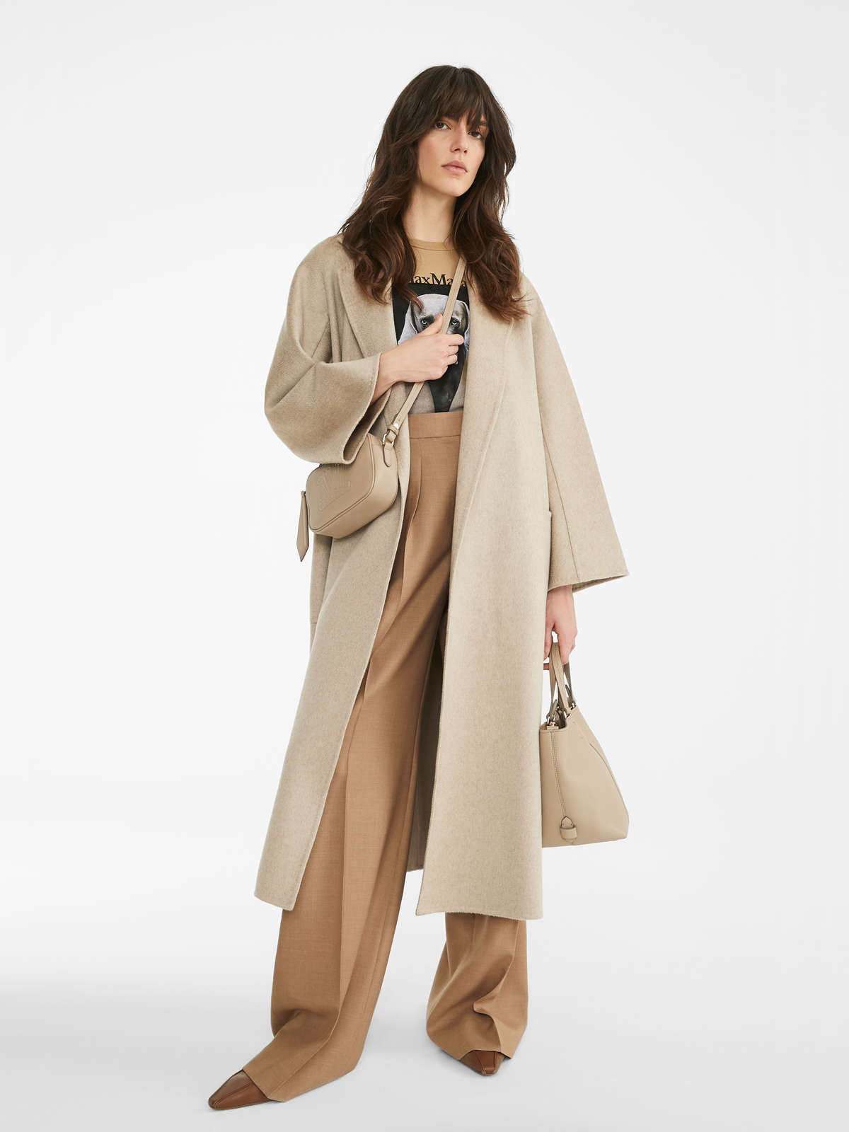 团长家2025高端轻奢中长款100%纯山羊绒水波纹法式气质呢大衣外套