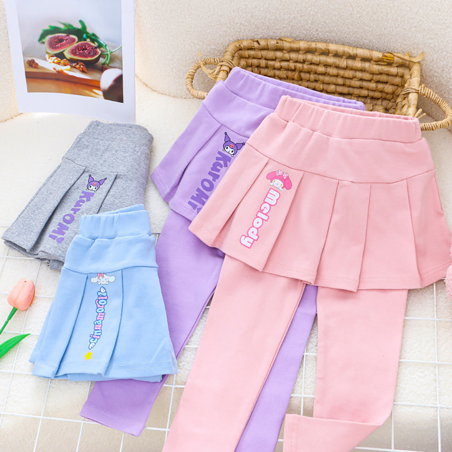 女童裙裤库洛米印花JK半身裙夏季新款百搭美乐蒂百褶裙子公主短裙