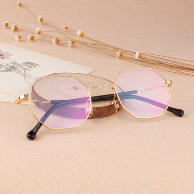 新款复古眼镜架八边形镜框学生斯文近视眼镜框可网上配度数22610