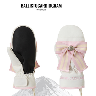 BCG粉色海军蝴蝶结单双板滑雪手套单双板自由式 可放雪卡触屏内胆