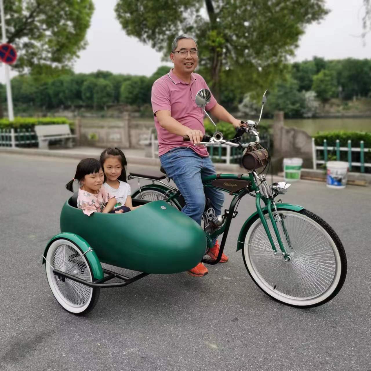 新款 26"-20" 亲子变速复古三轮车英伦宠物旅行脚踏双人脚踏车