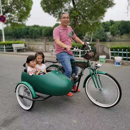 复古变速亲子宠物三轮车