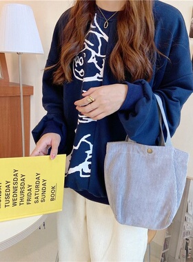 910262文艺灯芯绒包休闲 手提迷你女士小手拎包复古布包便当包