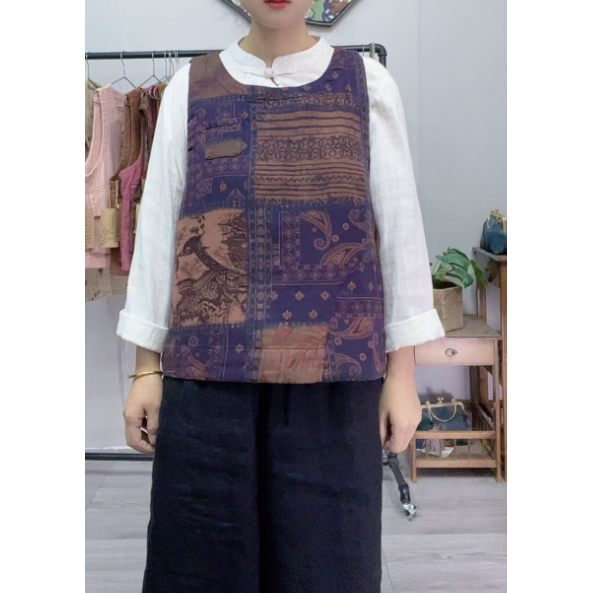 中国风棉麻印花马甲女百搭无袖坎肩宽松显瘦文艺风马甲,女装/女士精品,马夹,淘宝优惠券,粉丝福利购,淘宝优惠卷