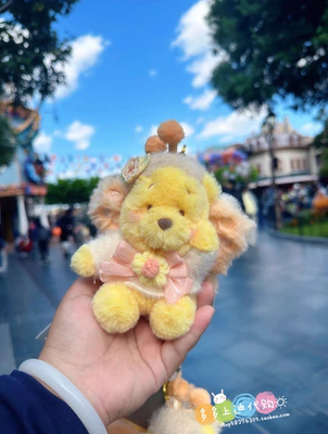 现货上海迪士尼国内代购蝴蝶小熊维尼公仔娃娃毛绒挂件钥匙扣圈