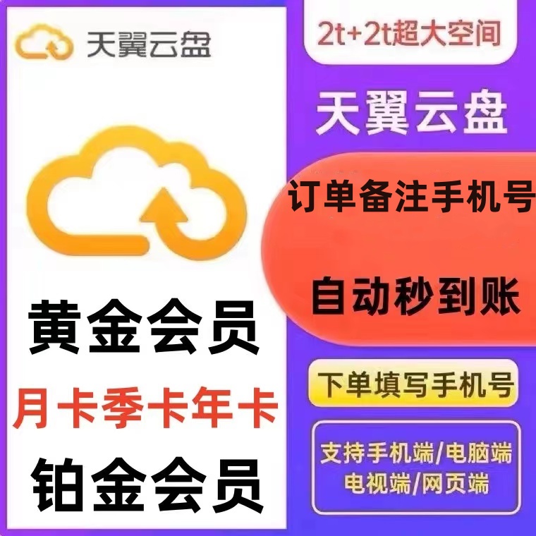 天翼网盘云盘办公存储铂金黄金