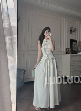 LUOLUOZ【风铃恋曲】高级感气质无规则上衣＋半身裙两件套JF683