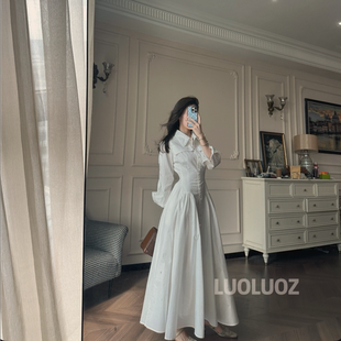 LUOLUOZ 高级气质收腰绝美长袖 女神范长款 连衣裙JF976 浪漫沉沦
