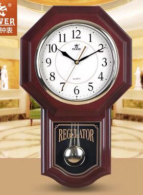 霸王仿实木整点报时中式风挂钟