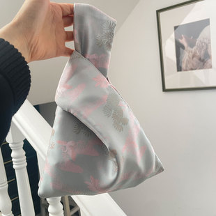 新中式迎客松复古套结汉服旗袍手挽袋手拎包手腕包袋零钱包手拿包