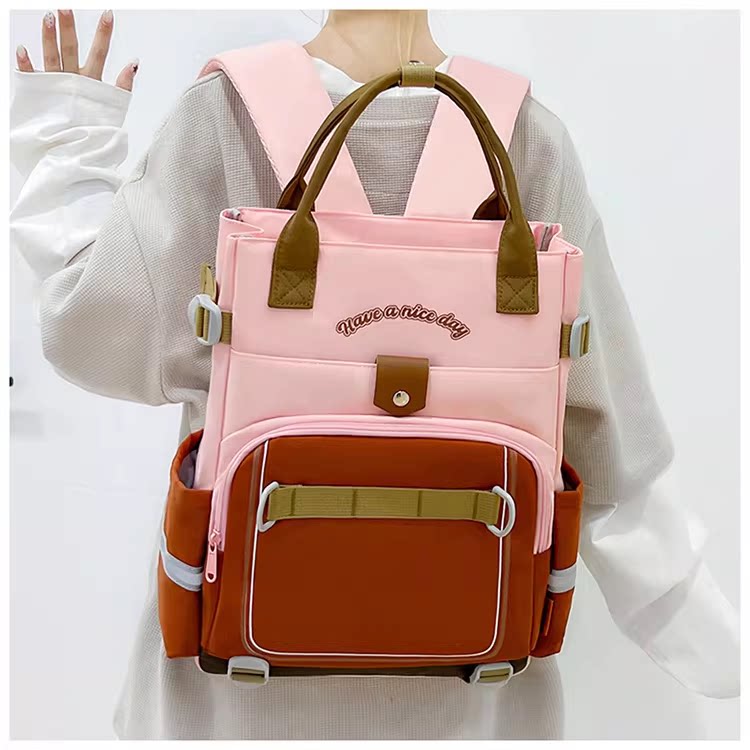 小学生补习手提袋补习包时尚撞色作业包儿童补课包双肩包定制印字