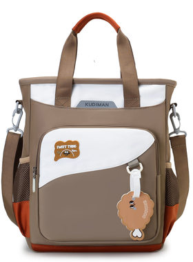 新款小学生书包补习袋手提单肩斜挎大容量补课包双肩背包定制印字