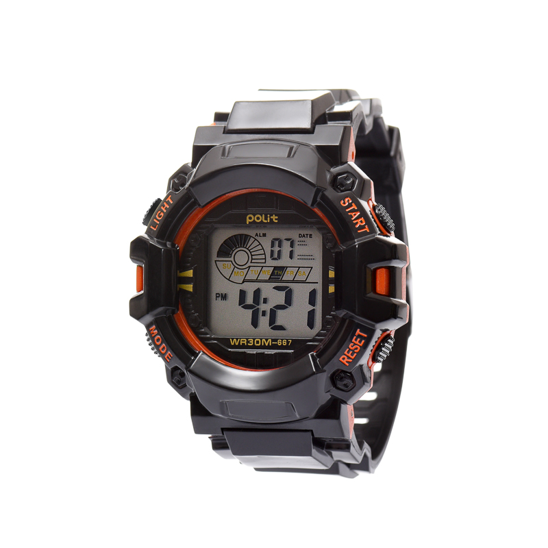 儿童夜光礼物黑色运动风电子表