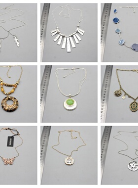 日系极简复古哑光金属锁扣项链