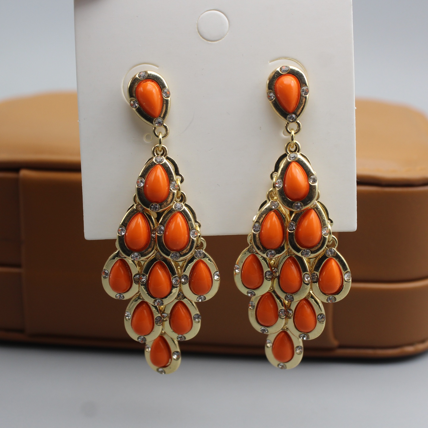 法式复古精致浪漫款张耳钉镶钻宝石红色水滴耳环气质百搭耳饰女