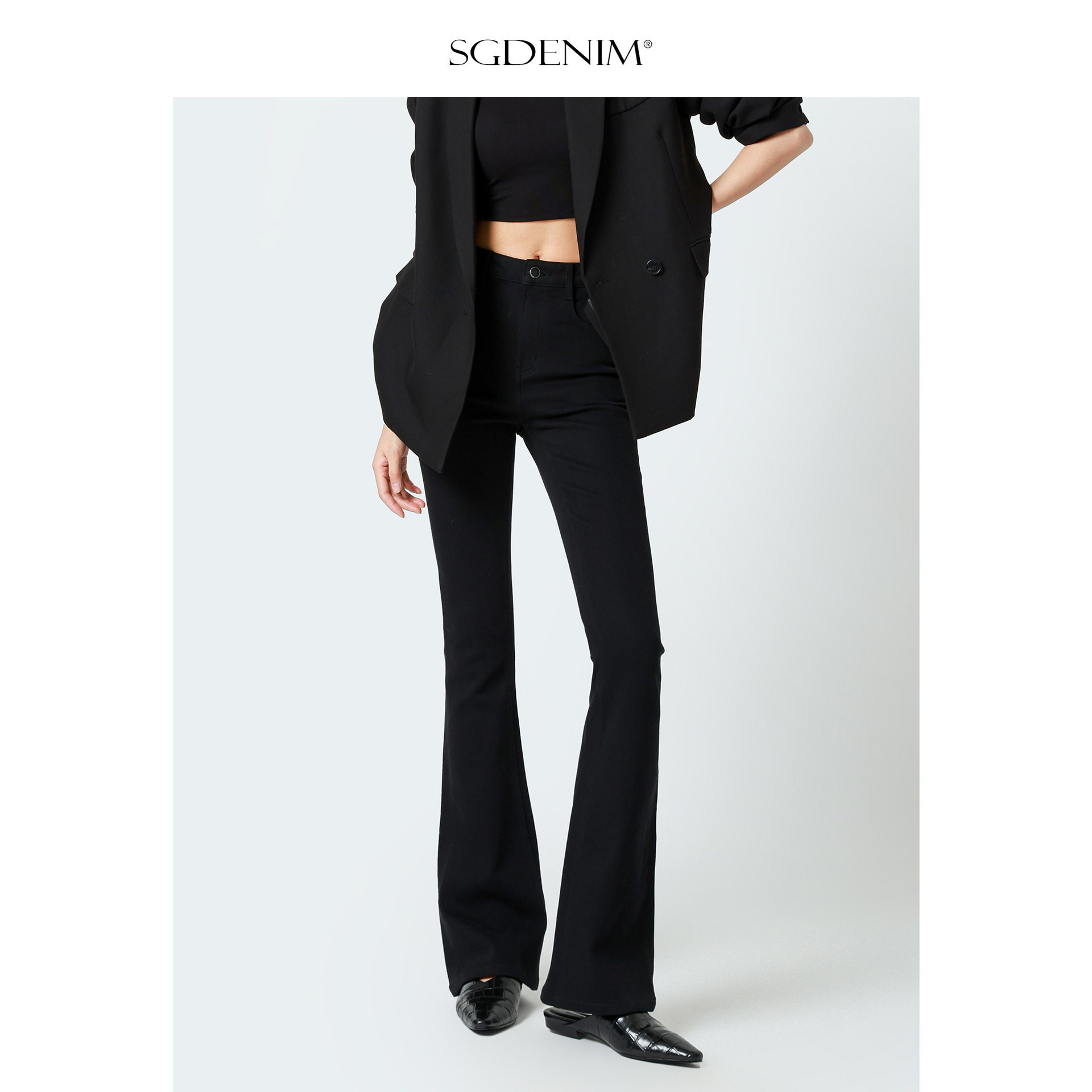 黑色高腰微喇叭牛仔裤女Jeans 巨显瘦纯紧身提臀26秋冬新款休闲裤