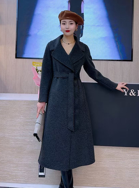 优88665双面羊绒大衣女中长款2024新款秋冬高级感过膝羊毛呢外套