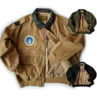 肩领拼色军迷A2空军飞行夹克C917 春秋季 118 175加肥加大翻领男士