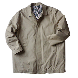 胸围170CM加肥加大码男春秋 中长款夹棉风衣外套2439