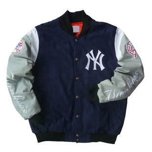 116-160加肥加大码男女秋冬 抖音同款机车NY扬基棒球全棉服1962