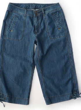 2尺5-4尺1加肥加大码夏季男款薄型 裤脚拉带双钮牛仔7分中裤K326