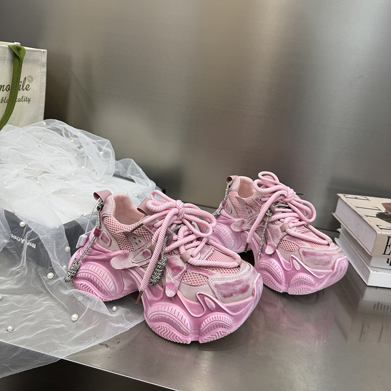 2025新款绑带老爹鞋厚底松糕底