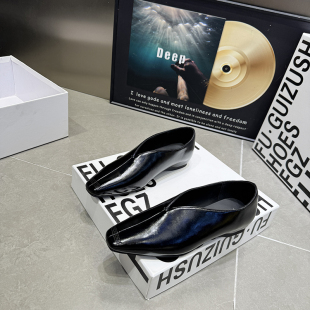 搭扣962 26韩式 一脚蹬通勤鞋 女松糕底内增高小皮鞋 方头浅口单鞋