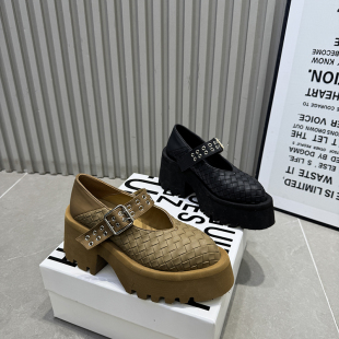 厚底玛丽珍鞋 007 女交叉绑带松糕底增高鞋 单鞋 小个子乐福鞋 韩版