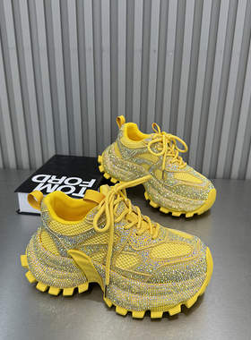 26春季新款满钻水钻老爹鞋女厚底增高小个子运动鞋松糕鞋9672-8Ｍ