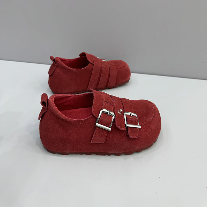 复古反绒皮勃肯鞋女红色双扣带圆头平底舒适百搭休闲鞋单鞋女6100,女鞋,勃肯鞋/软木鞋,淘宝优惠券,粉丝福利购,淘宝优惠卷