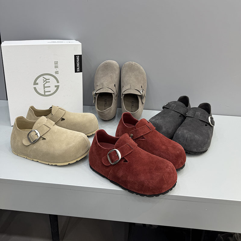 2025新款反绒皮勃肯鞋女休闲圆头平底牛反绒单鞋两穿瓢鞋女9155,女鞋,勃肯鞋/软木鞋,淘宝优惠券,粉丝福利购,淘宝优惠卷