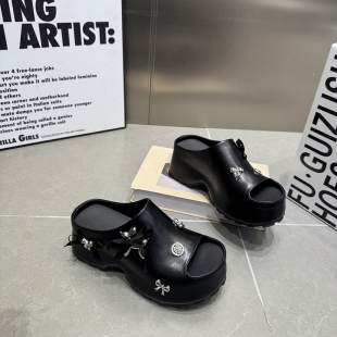 凉鞋 夏季 女水钻装 饰透气增高外穿半拖鞋 韩式 688 松糕底包头拖鞋