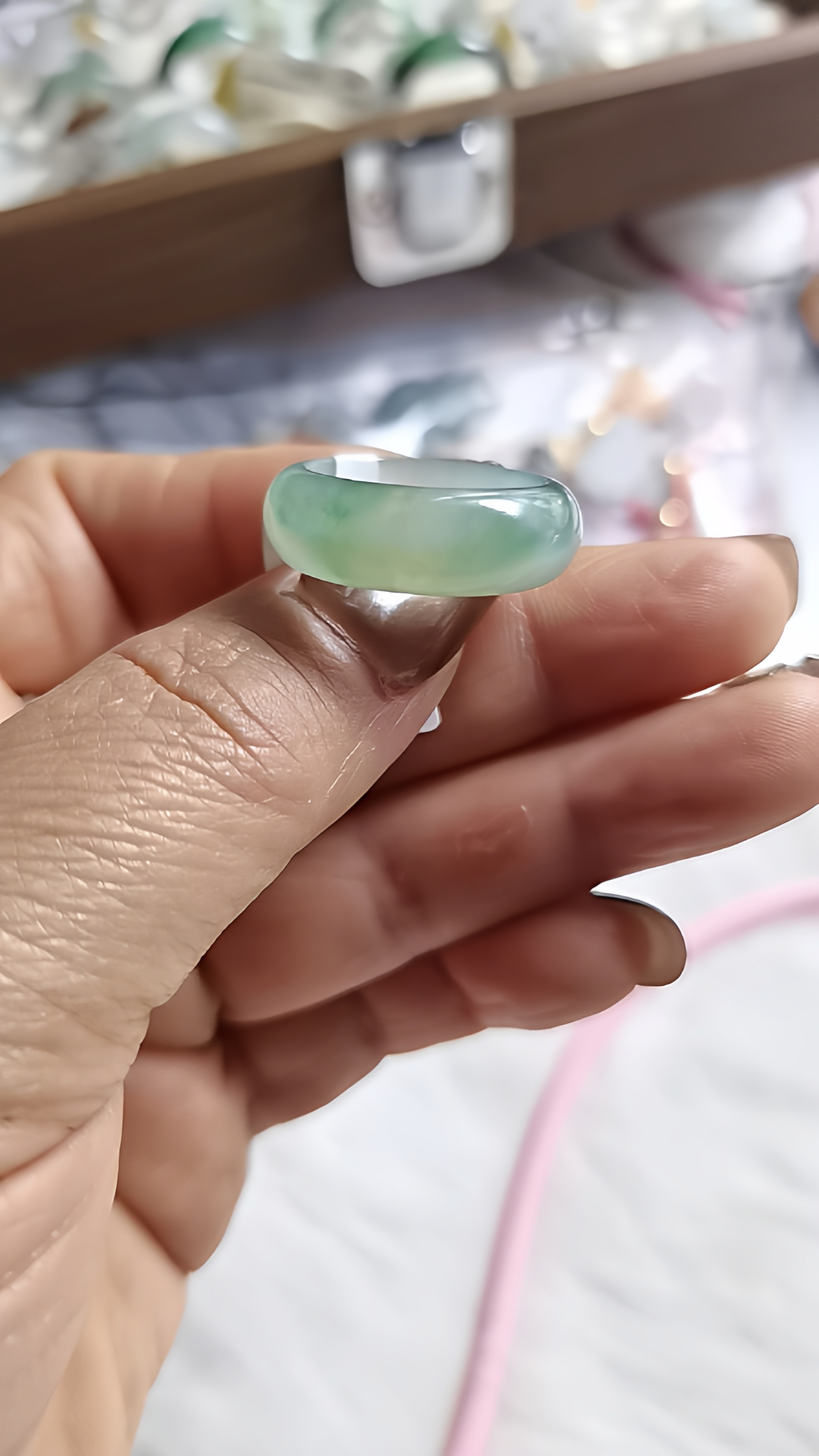 天然翡翠飘花戒圈港码14/1517.5