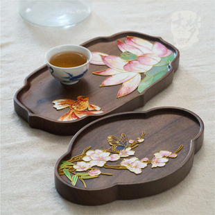 大梦非遗掐丝珐琅黑胡桃木茶盘手工DIY材料包全套釉料团建礼品