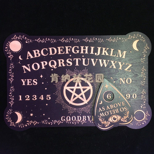 通灵板 Ouija board/松木雕刻对话板套装 黑底金字灵应牌31*20cm