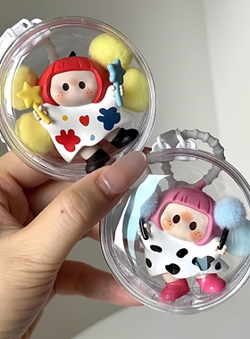 YOYO右右酱萌趣歪头系列娃包叠叠乐收纳萌粒挂件娃包透明圆形痛包