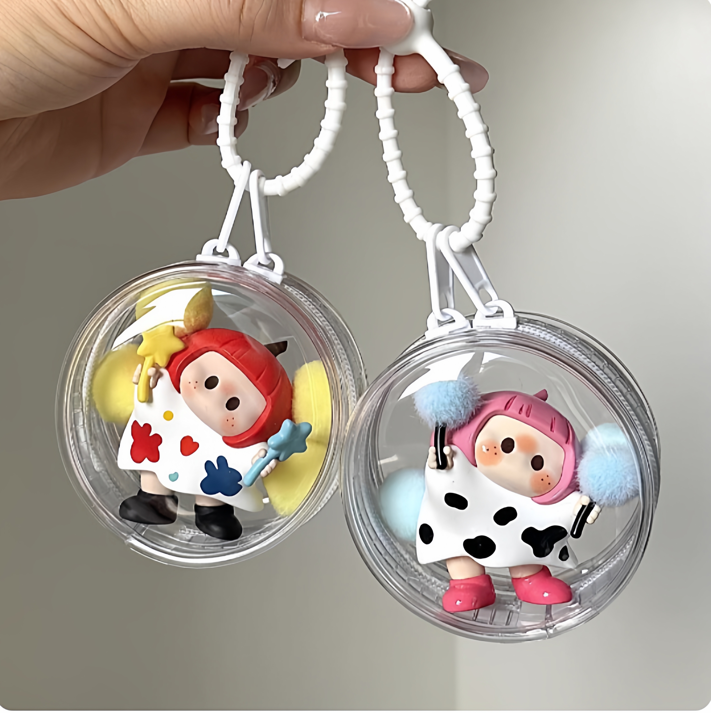 右右酱盲盒圆形透明遛娃包外出轻便款10cm手办pvc防尘收纳包痛包