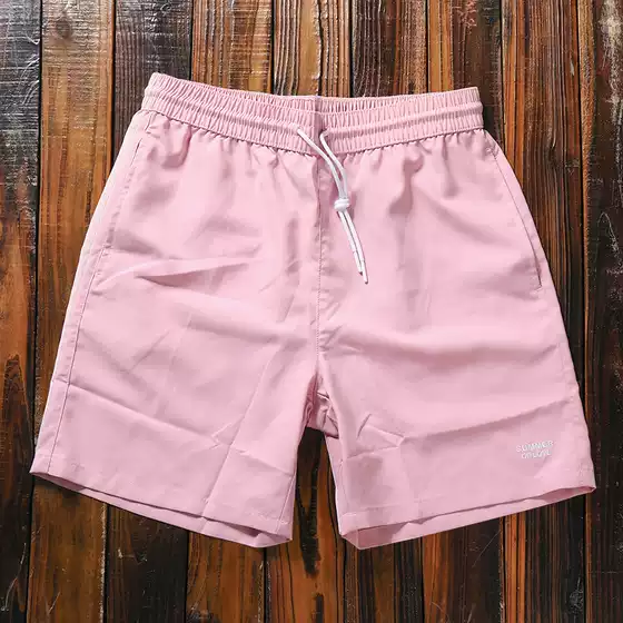 Beach Shorts for Men in Summer, Thin, Quick-Drying, Suitable for Water, New Trendy Pink Loose Breathable Men's Hot Spring Swim Trunks